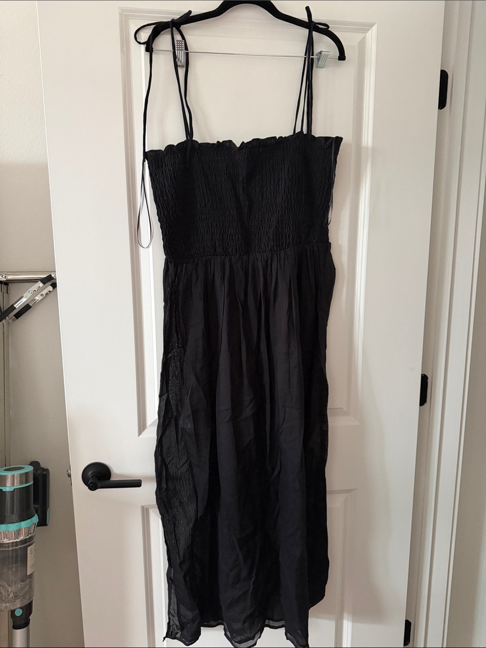 Primark Black Smocked Maxi Dress with Thin Straps